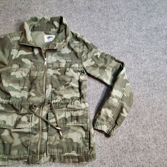 OLD NAVY Women’s Army Camo Flag Utility Full Zip Jacket Flap pockets Sz XS Small - Picture 4 of 13